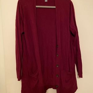 Maroon Boyfriend Button Cardigan with Pockets! XL